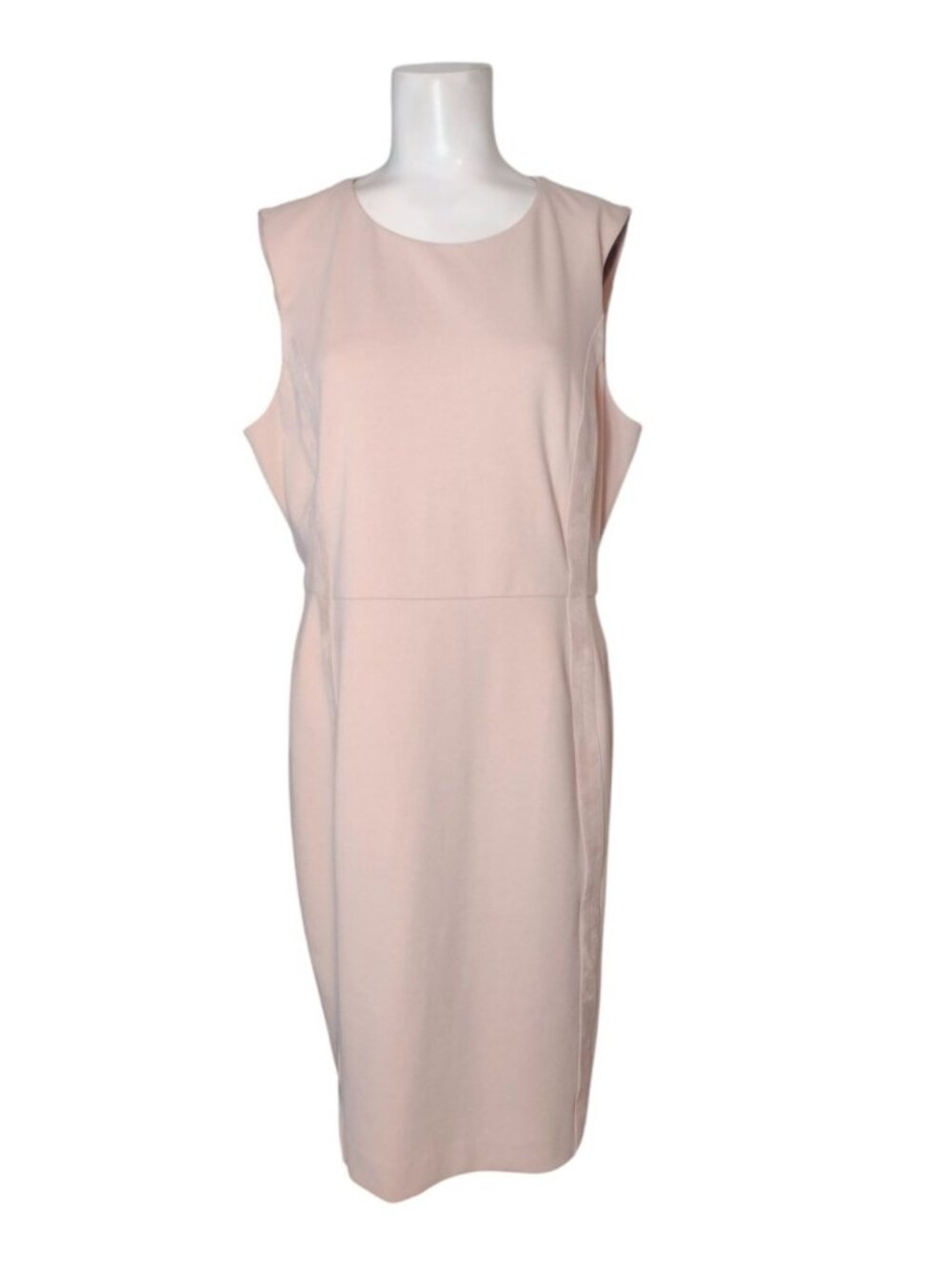 Calvin Klein Ponte Knit Sheath Dress 14 Suede Trim Stretch Office Classic